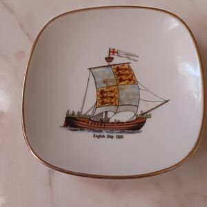 Vintage Harrod's Trinket Tray, 1960s Porcelain, Original Tag